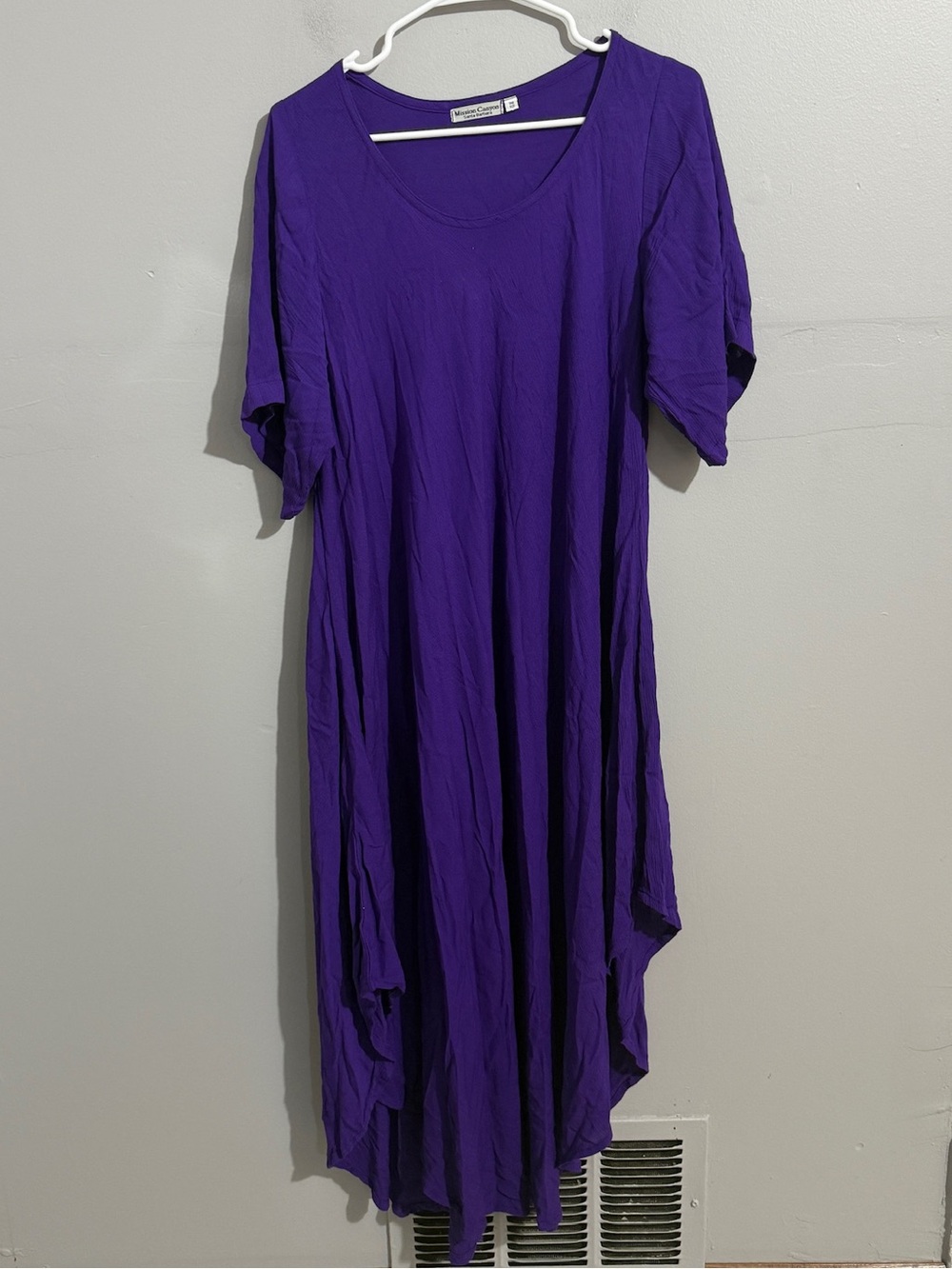 Mission Canyon Dress OS Purple Lagenlook Midi Rounded High Low Hem Boho Artsy